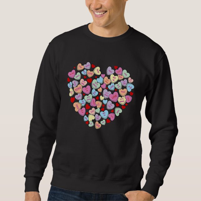 Sweatshirt Cute Heart Conversation Candy Sweetheart Valentine (Devant)