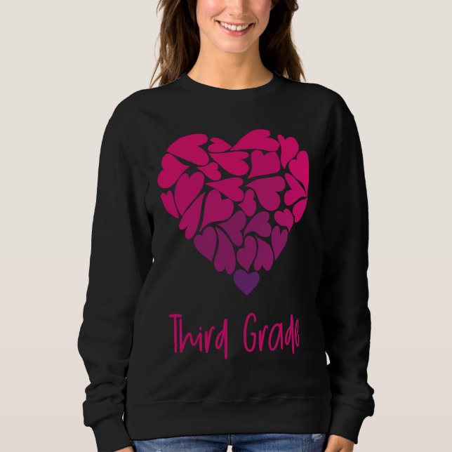 Sweatshirt Cute Heart Valentines Day Third Grade (Devant)