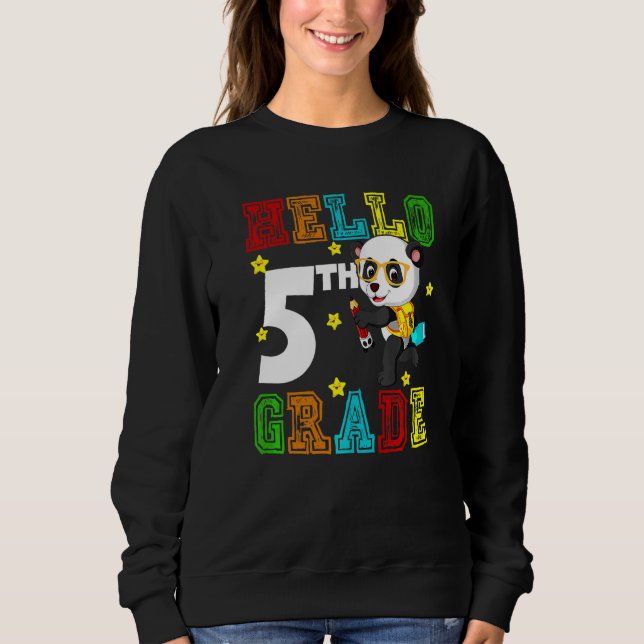 Sweatshirt Cute Hello Fifth Grade Teacher Student Panda Back  (Devant)