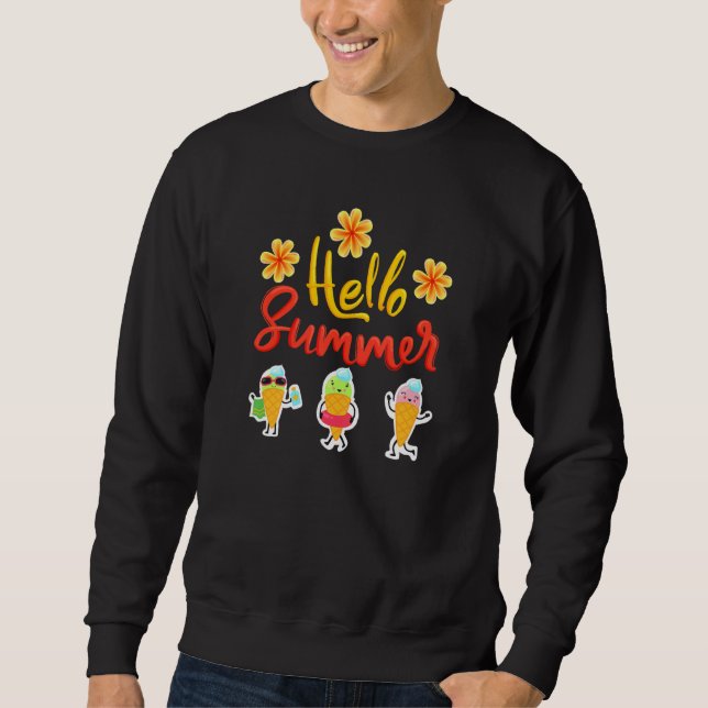 Sweatshirt Cute Hello Summer Floral   Summer Vacation (Devant)