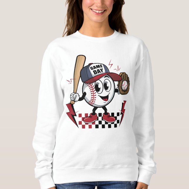 Sweatshirt Cute journée de sport de baseball (Devant)