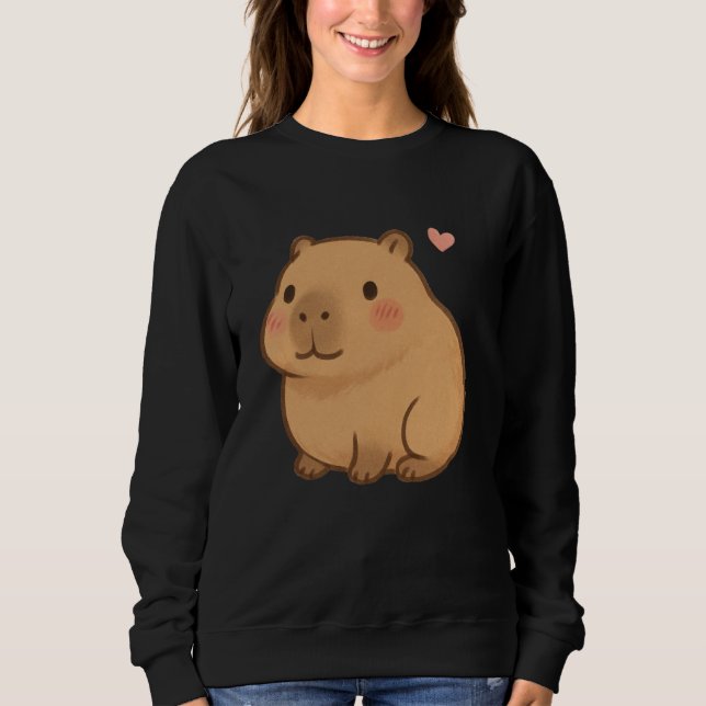 Sweatshirt Cute Kawaii Capybara Adorable Animal, Lover Chibi  (Devant)