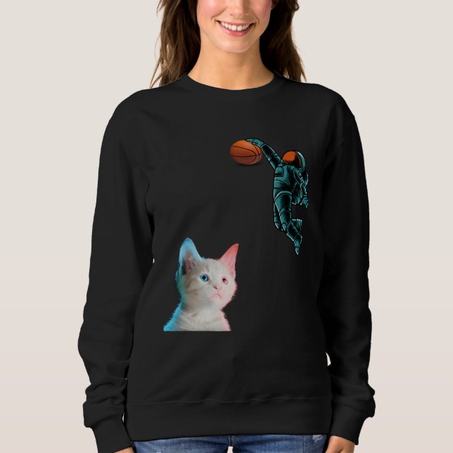 Sweatshirt Cute Kitten Astronaut Playing Basketball For Cat (Devant)