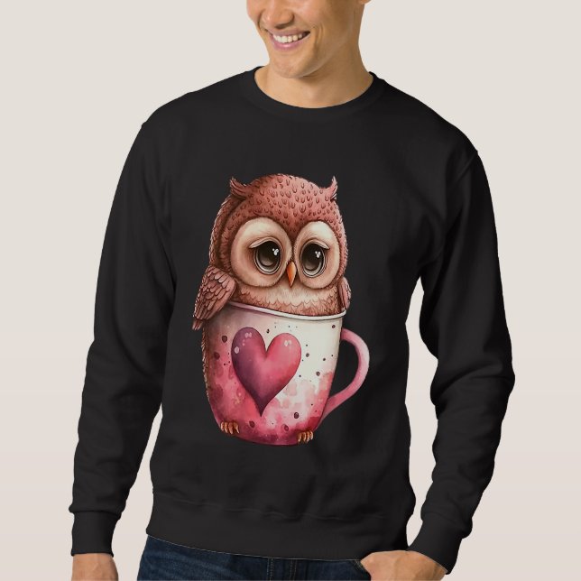 Sweatshirt Cute Little Owl Valetines Animal Love  8 (Devant)