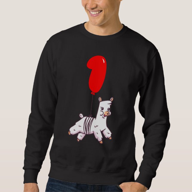 Sweatshirt Cute Llama 1er anniversaire Enfants Balloon Party (Devant)