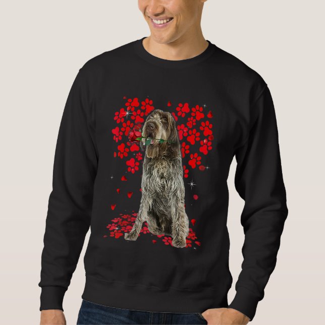Sweatshirt Cute Love Wirehaired Pointing Griffon Dog Valentin (Devant)