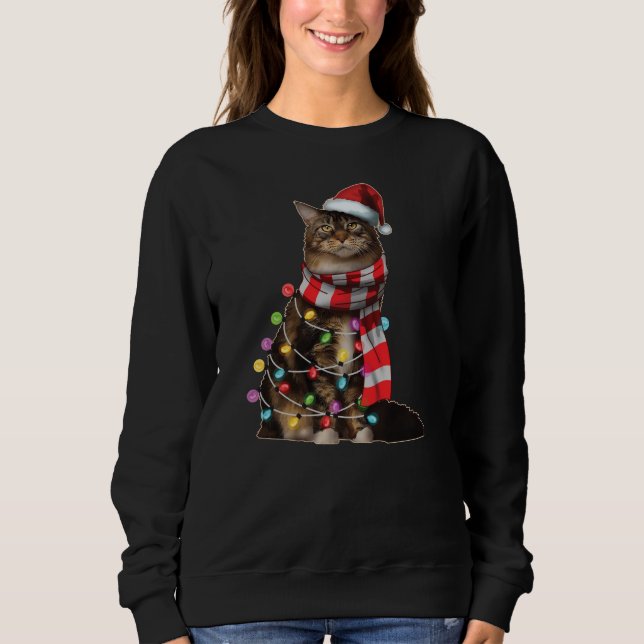 Sweatshirt Cute Maine Coon Chat Funny Noël Cadeau de vacances (Devant)