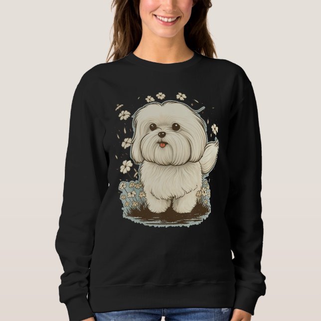 Sweatshirt Cute Maltese Dog on Maltese dog  5 (Devant)