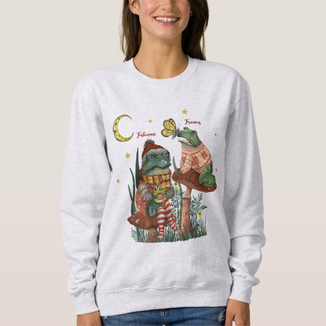 Sweatshirt Cute Meilleure grenouilles amies sur la sueur de N (Devant)