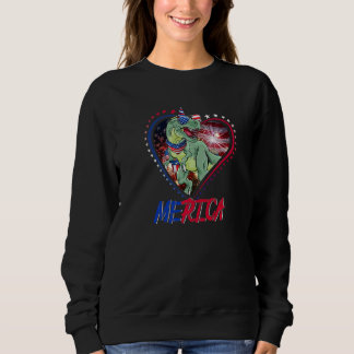 Sweatshirt Cute Merica Dinosaur Rex & Usa Drapeau Lunettes de