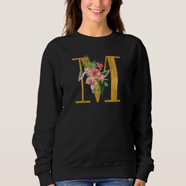 Sweatshirt Cute Monogram Initial Letters Coloured Flowers Cap (Devant)