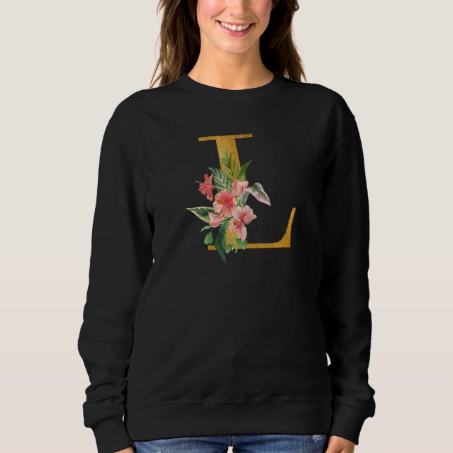 Sweatshirt Cute Monogram Initial Letters Flowers Capital L_1 (Devant)