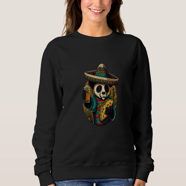 Sweatshirt Cute Panda Eating Tacos Mexican Panda Bear Taco (Devant)