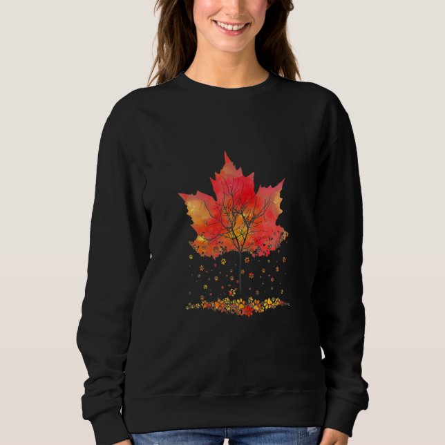 Sweatshirt Cute Paw Cat Kitten  Autumn Fall Season Leaves (Devant)