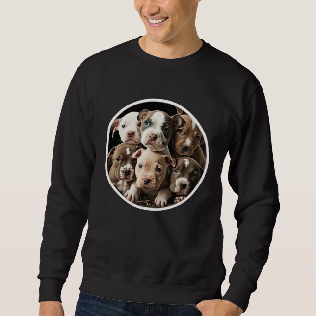 Sweatshirt Cute Pitbull Staffy Puppies (Devant)