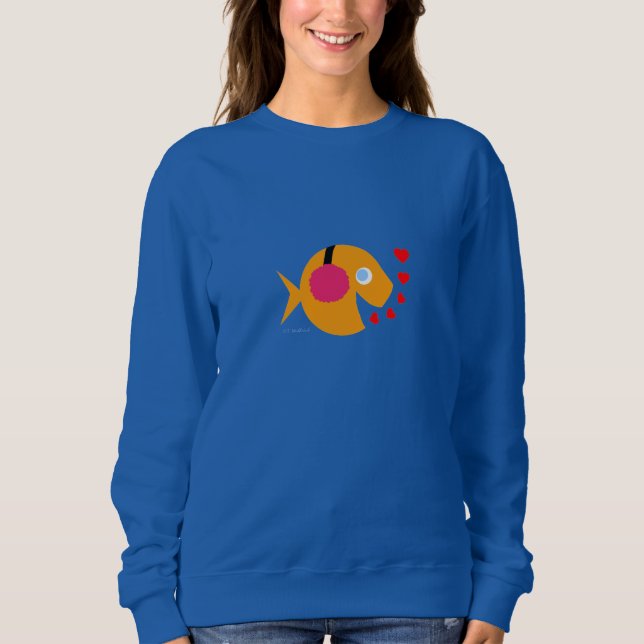 Sweatshirt Cute poisson d'or dans des arômes roses nageur art (Devant)