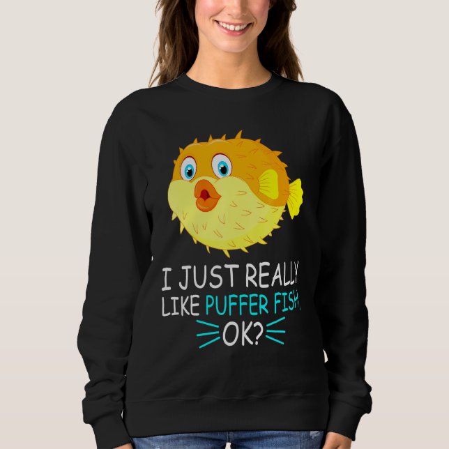 Sweatshirt Cute Poisson Puffer J'Aime Vraiment Puffer Poisson (Devant)