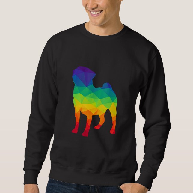 Sweatshirt Cute Pug Dog Gay Pride Lgbt Rainbow Flag  Pet (Devant)