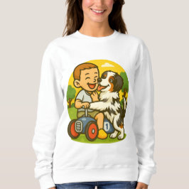 Sweatshirt Cute Puppy and Kid Playtime