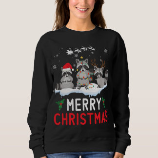 Sweatshirt Cute Raccoon Père Noël Reindeer Noël Funny Pajama