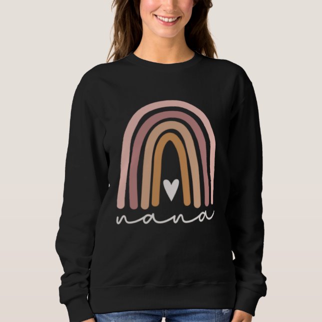 Sweatshirt Cute Rainbow Boho Nana Minimal Pocket Heart Grandm (Devant)