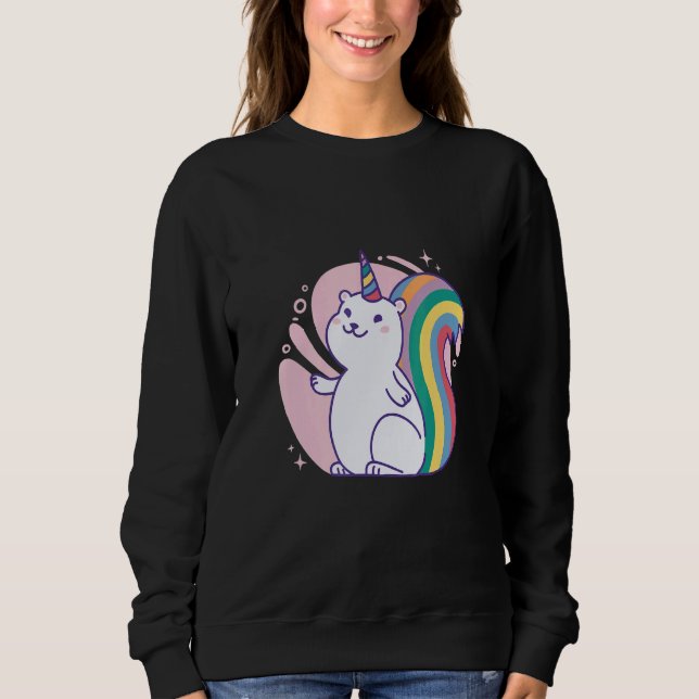 Sweatshirt Cute rainbow unicorn squirrel (Devant)