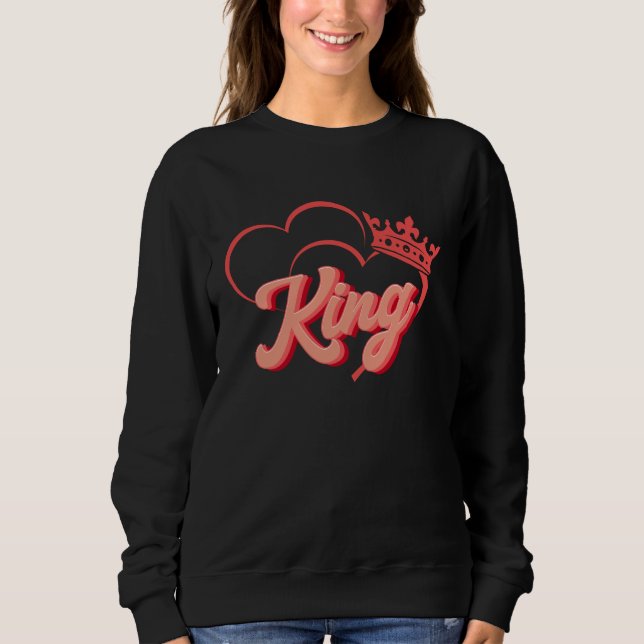 Sweatshirt Cute Red Heart King Queen Valentines Day Matching  (Devant)