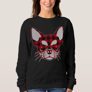 Sweatshirt Cute Red Plaid Buffalo Chihuahua Face Christmas Pa