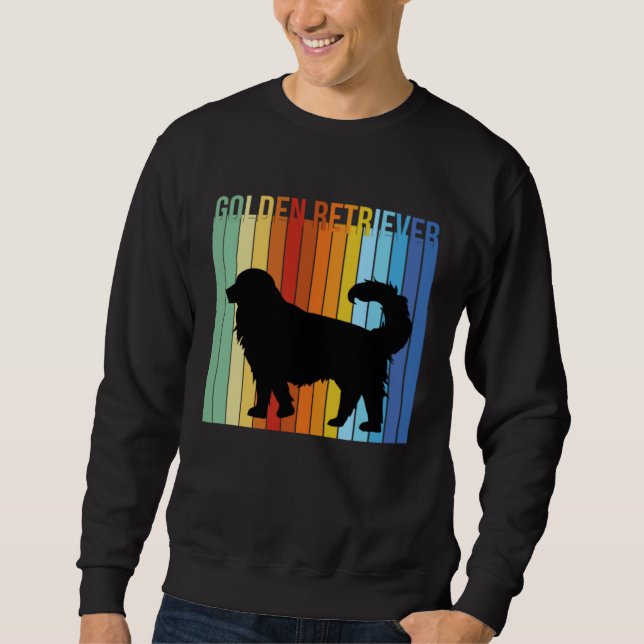 Sweatshirt Cute Retro Golden Retriever Rainbow (Devant)