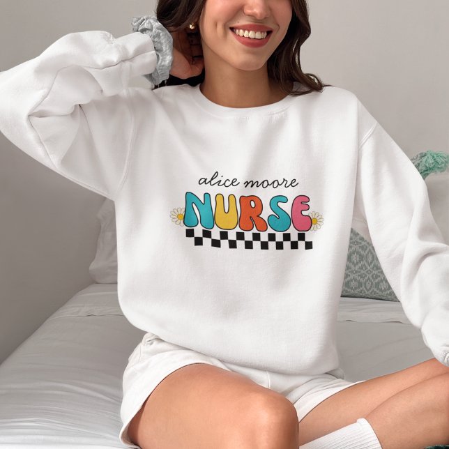 Sweatshirt Cute Retro Super couleur infirmière (Créateur téléchargé)