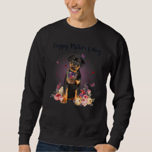 Sweatshirt Cute Rottweiler Maman Fleur Joyeuse Fête des Mères