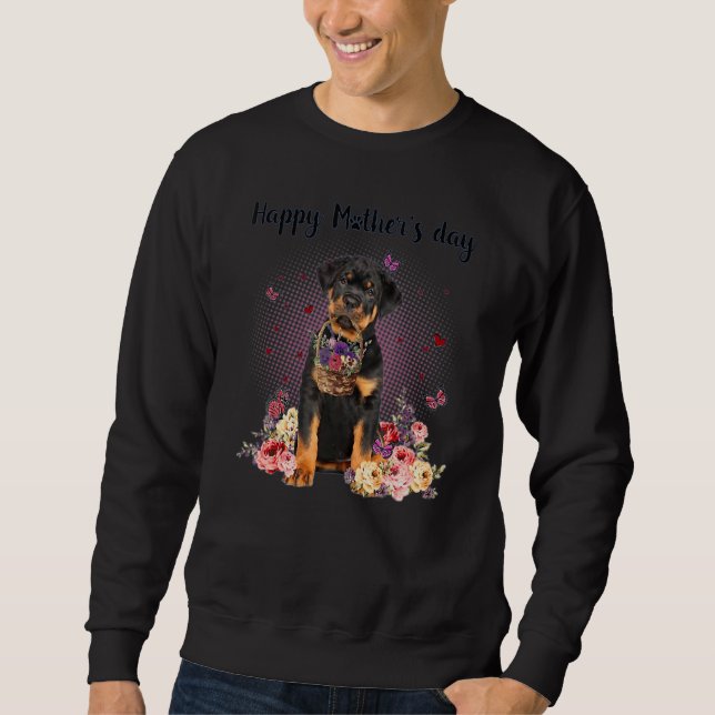 Sweatshirt Cute Rottweiler Maman Fleur Joyeuse Fête des Mères (Devant)