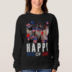 Sweatshirt Cute Rouge Blanc Bleu Siamais Chat Patriotique Joy