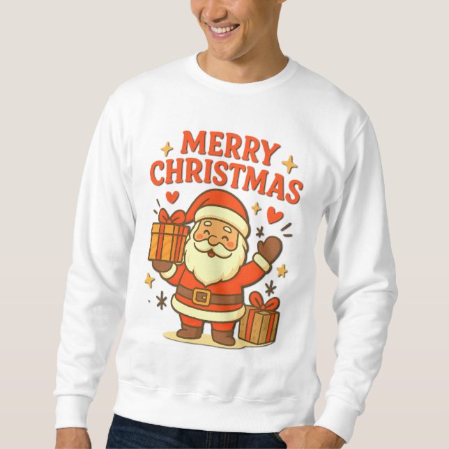 Sweatshirt  Cute Santa Claus Christmas Art –  Merry Christmas (Devant)
