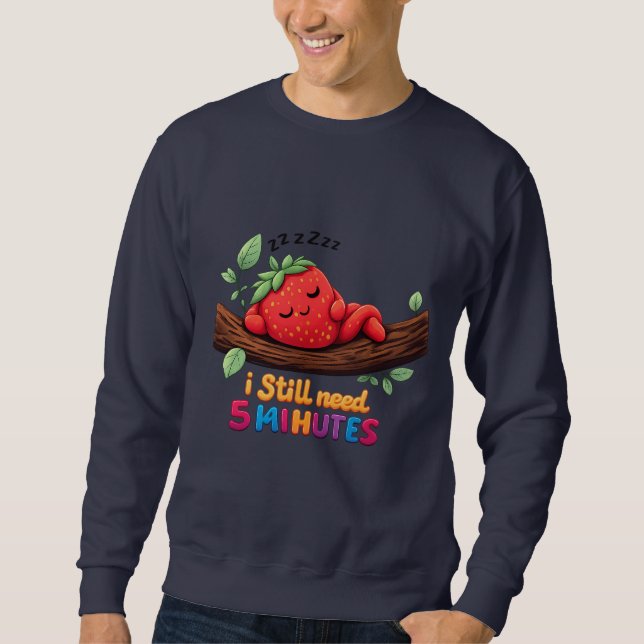Sweatshirt Cute Sleeping Strawberry Men’s Crewneck Sweatshit (Devant)