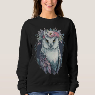 Sweatshirt Cute Snow Owl Bird Flower Crown Floral Birds