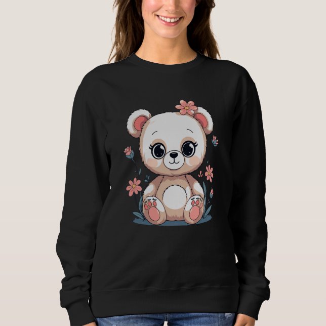 Sweatshirt Cute Teddy Bear with Flowers Pastel Nursery (Devant)