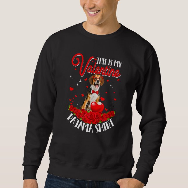Sweatshirt Cute This Is My Valentine Pajama Beagle Dog Heart (Devant)