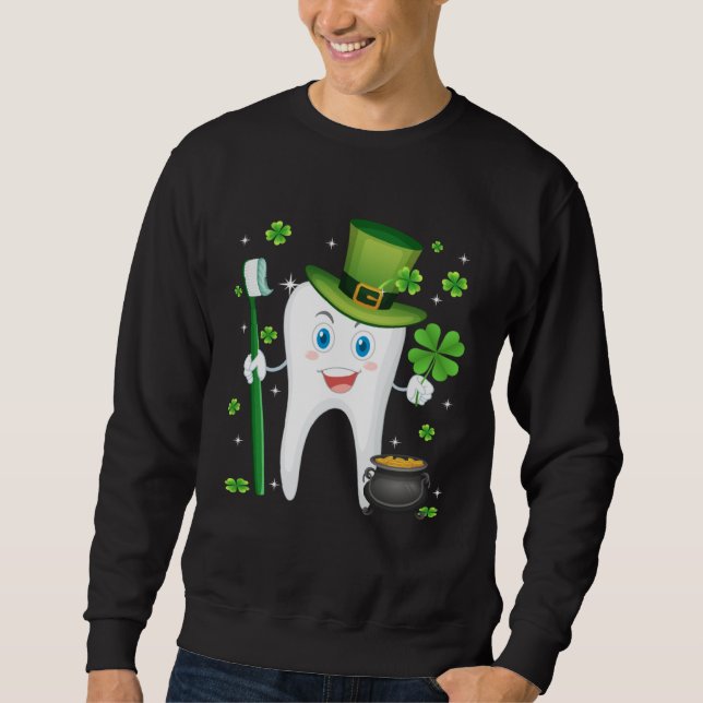 Sweatshirt Cute Tooth With Hat Dental Assistant  St Patricks  (Devant)