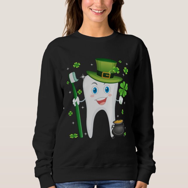Sweatshirt Cute Tooth With Hat Dental Assistant  St Patricks  (Devant)