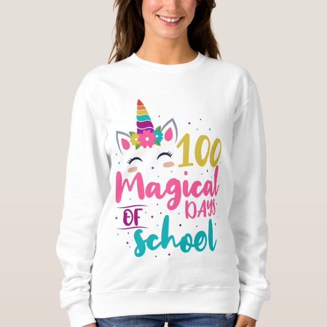 Sweatshirt Cute Unicorn 100 Jours Magiques De L'École (Devant)