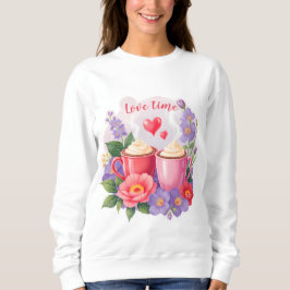 Sweatshirt Cute Valentine Cocoa Mugs with Flowers & Hearts