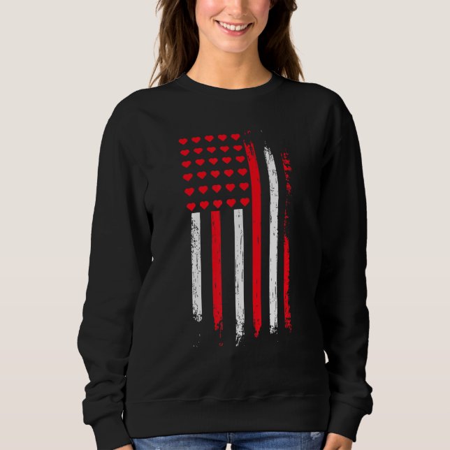 Sweatshirt Cute Veteran Mini Hearts Flag Military Valentine's (Devant)