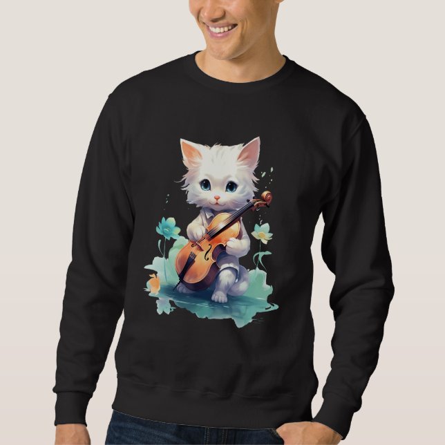Sweatshirt Cute Violinist Cat Violin Musician String Player W (Devant)