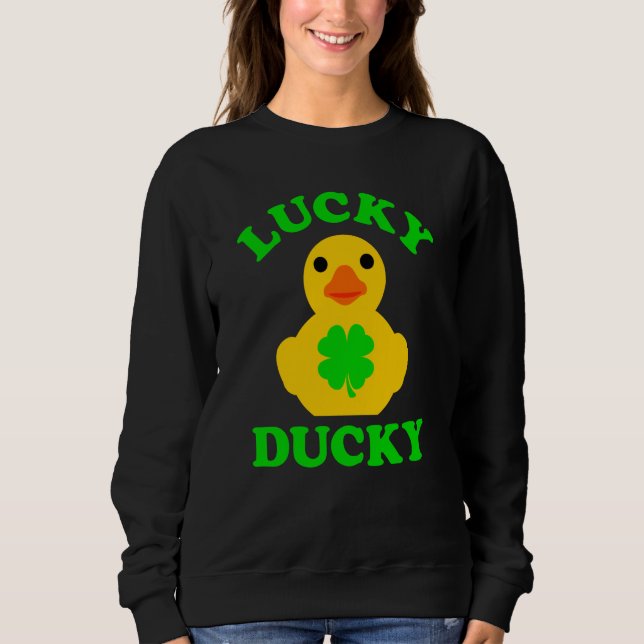 Sweatshirt Cute Yellow Rubber Duck Four Leaf C Lucky Ducky (Devant)