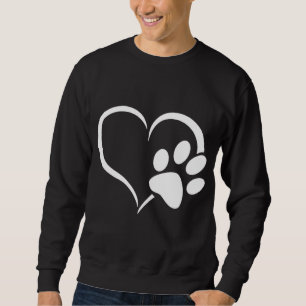 Sweatshirt Cyan Blue Violet turquoise Chien Coeur Empreinte d