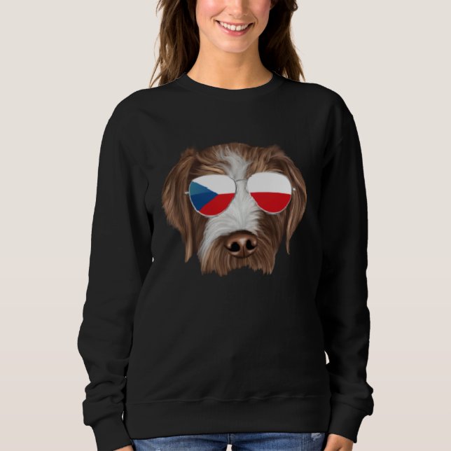 Sweatshirt Czech Flag German Wirehaired Pointer Czech Republi (Devant)