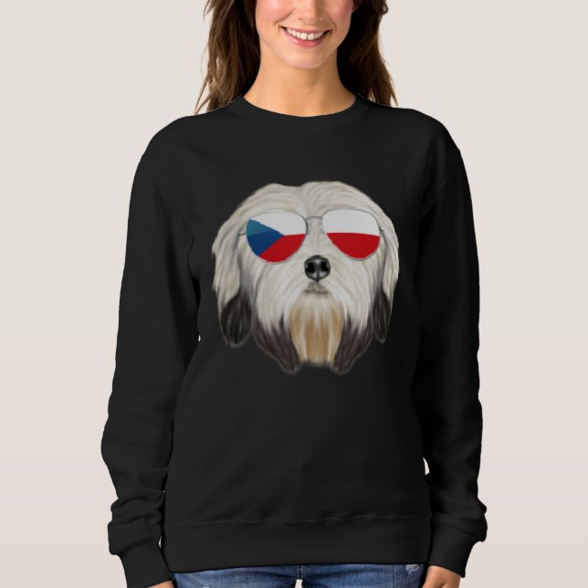 Sweatshirt Czech Flag Lowchen Dog Czech Republic Pocket (Devant)