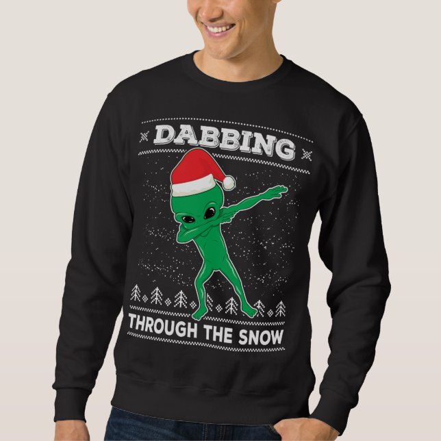 Sweatshirt Dabbing À Travers L'Alien De Neige Père Noël Ugly  (Devant)