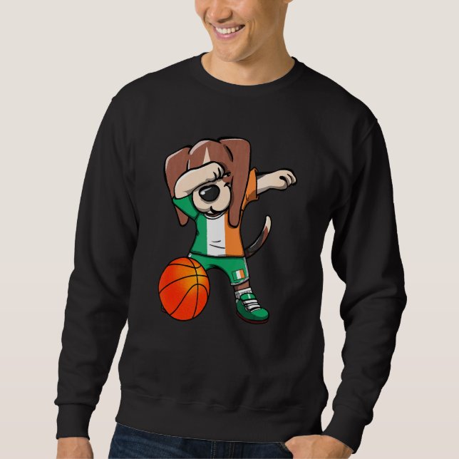Sweatshirt Dabbing Beagle Chien Irlande Jersey Irish Basketba (Devant)